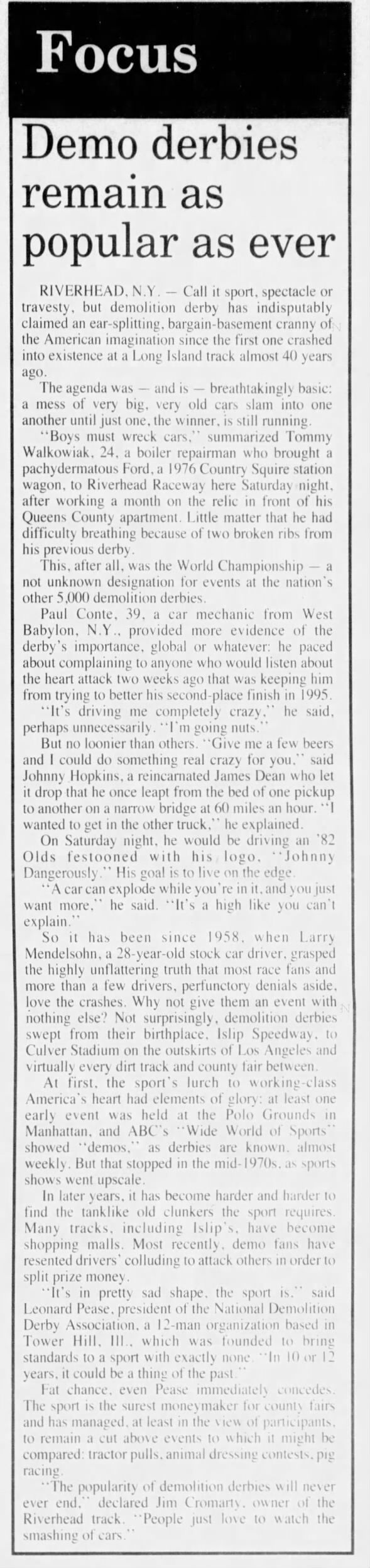 Demo derbies remain as popular as ever - 14 Sep 1996